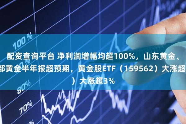 配资查询平台 净利润增幅均超100%，山东黄金、西部黄金半年报超预期，黄金股ETF（159562）大涨超3%
